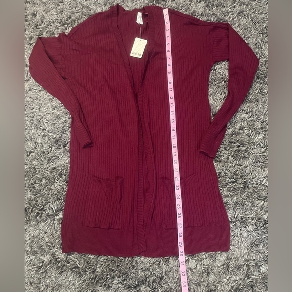 Maroon Long Cardigan with Pockets - Mudd (Size L) - NWT - Picture 4 of 6